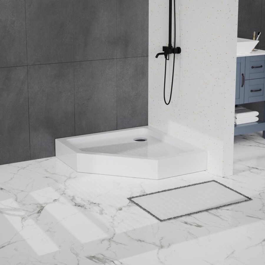 Душевой поддон BelBagno TRAY-BB-P-90-15-W, 90 x 90 см, акриловый, пятиугольный, с сифоном, белый