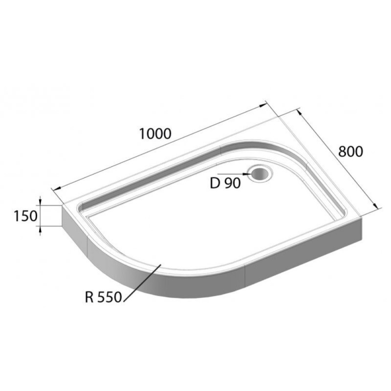 Душевой поддон BelBagno TRAY-BB-RH-100/80-550-15-W-L/R 100 x 80 см с сифоном слева/справа