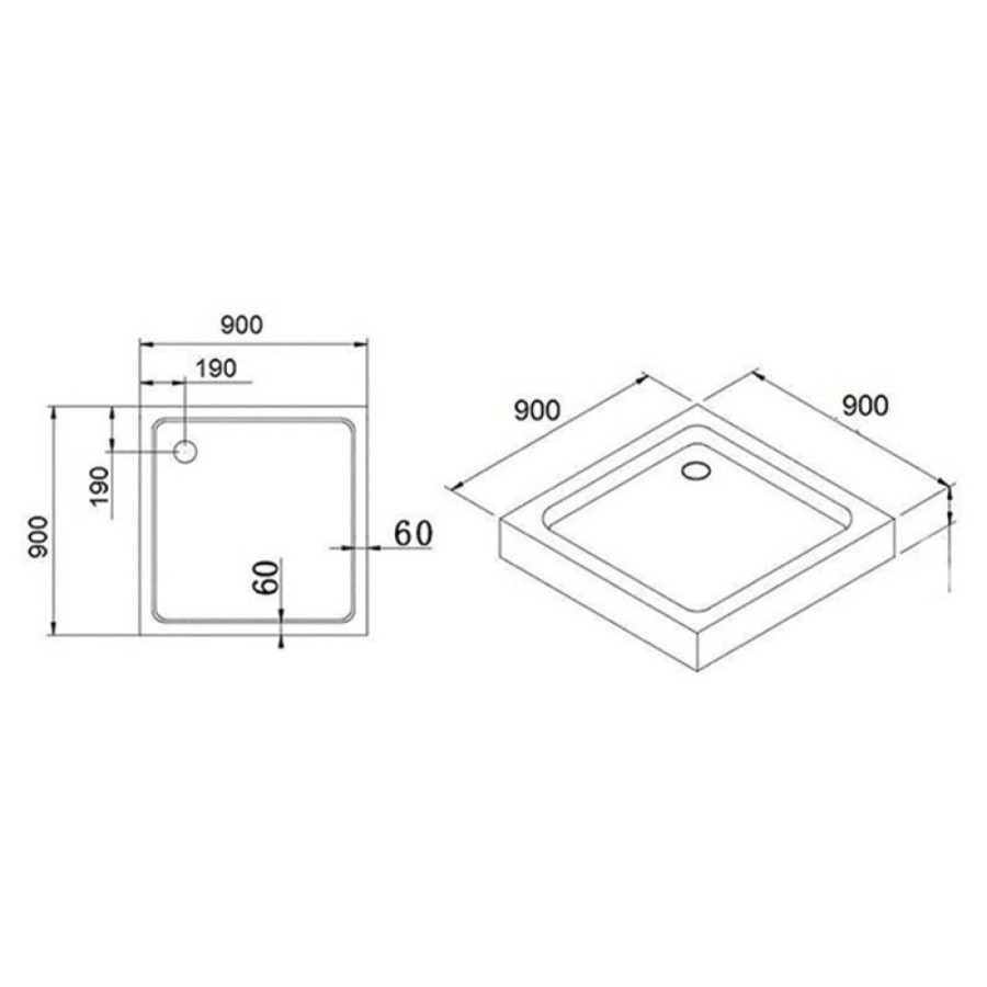 Поддон душевой Cezares SMC TRAY-M-A-90-35-W, 90*90*h3,5 мм