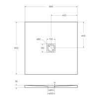 Душевой поддон Belbagno Tray-MR-UNO-A-80-35-W, 80 х 80 см, квадратный, искусственный камень, белый