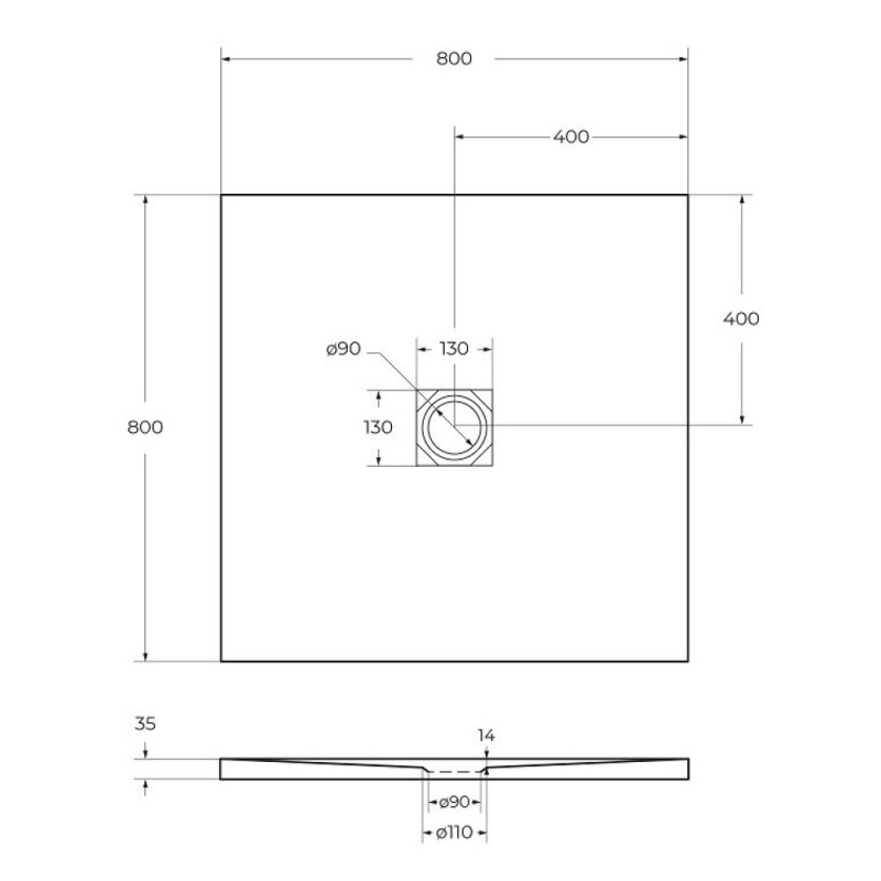 Душевой поддон Belbagno Tray-MR-UNO-A-80-35-W, 80 х 80 см, квадратный, искусственный камень, белый
