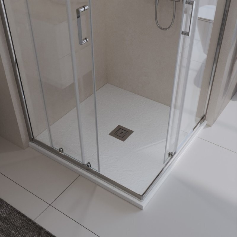Душевой поддон BelBagno TRAY-MR-UNO-A-80-35-W-CR, 80 х 80 см, белый, квадратный, сифон хром