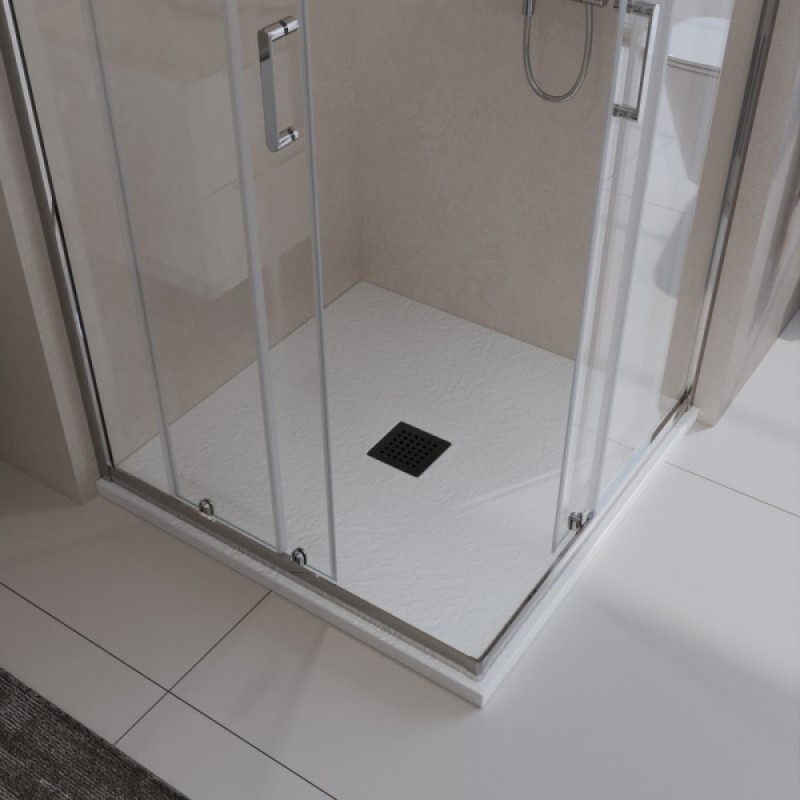 Душевой поддон BelBagno TRAY-MR-UNO-A-80-35-W-NO, 80 х 80 см, белый матовый, квадратный, сифон черный матовый