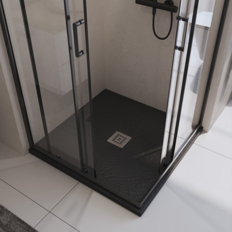 Душевой поддон BelBagno TRAY-MR-UNO-A-90-35-NERO-CR, 90 х 90 см, черный, квадратный, сифон хром