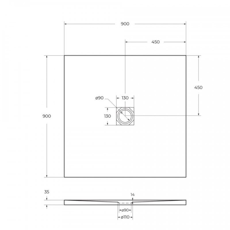 Душевой поддон BelBagno TRAY-MR-UNO-A-90-35-NERO-CR, 90 х 90 см, черный, квадратный, сифон хром