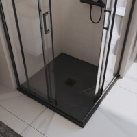 Душевой поддон BelBagno TRAY-MR-UNO-A-90-35-NERO-NO, 90 х 90 см, черный матовый, квадратный, сифон черный матовый