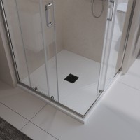 Душевой поддон BelBagno TRAY-MR-UNO-A-90-35-W-NO, 90 х 90 см, белый матовый, квадратный, сифон черный матовый