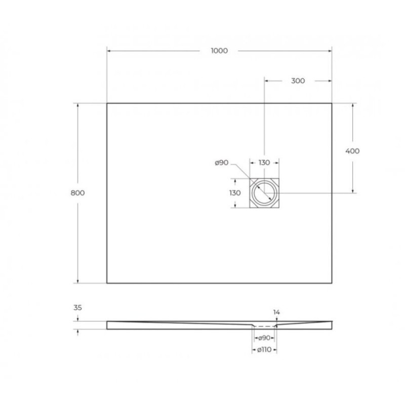 Душевой поддон BelBagno Uno TRAY-MR-UNO-AH-100/80-35-W-CR, 100 х 80 см прямоугольный, с сифоном, белый