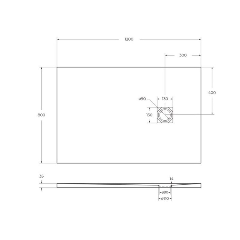 Душевой поддон BelBagno Uno TRAY-MR-UNO-AH-120/80-35-W-CR, 120 х 80 см прямоугольный, с сифоном, белый