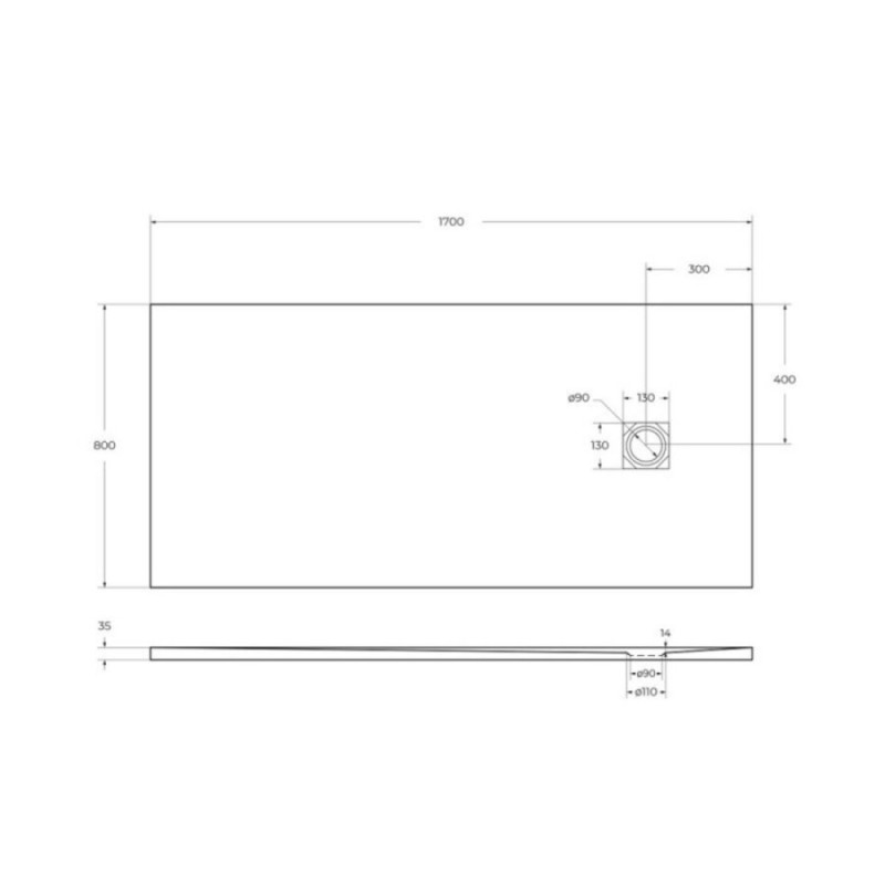 Душевой поддон BelBagno UNO, TRAY-MR-UNO-AH-170/80-35-W-CR, 170 х 80 см, прямоугольный, с сифоном, белый