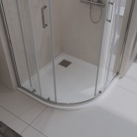 Душевой поддон BelBagno Uno, TRAY-MR-UNO-R-80-550-35-W-CR, 80 х 80 см, четверть круга, с сифоном, белый
