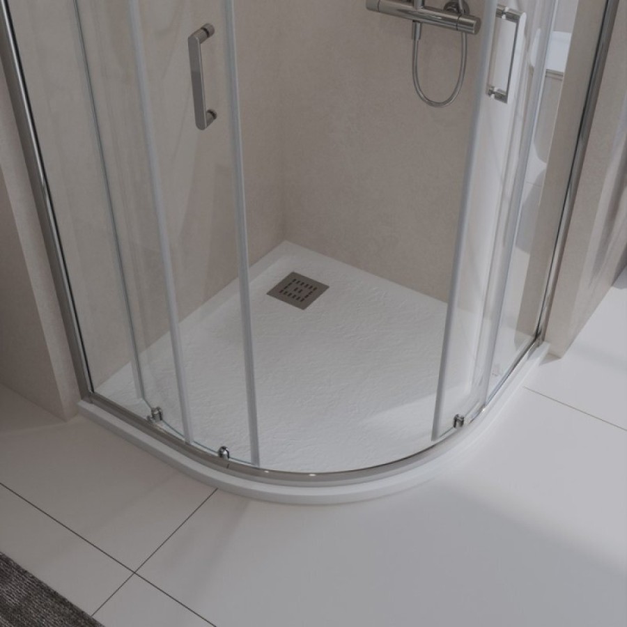 Душевой поддон BelBagno Uno, TRAY-MR-UNO-R-80-550-35-W-CR, 80 х 80 см, четверть круга, с сифоном, белый