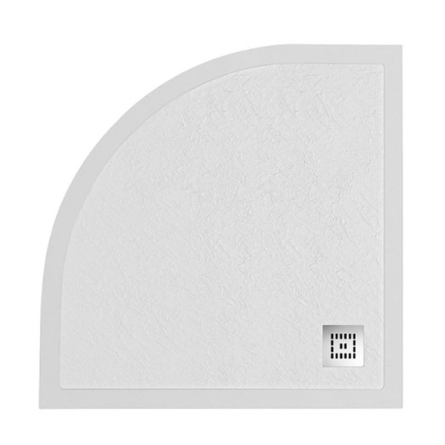 Душевой поддон BelBagno Uno, TRAY-MR-UNO-R-80-550-35-W-CR, 80 х 80 см, четверть круга, с сифоном, белый