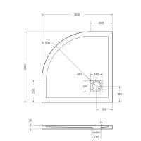 Душевой поддон BelBagno Uno, TRAY-MR-UNO-R-80-550-35-W-CR, 80 х 80 см, четверть круга, с сифоном, белый