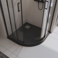 Душевой поддон BelBagno Uno, TRAY-MR-UNO-R-90-550-35-NERO-CR, 90 х 90 см, четверть круга, с сифоном, черный матовый