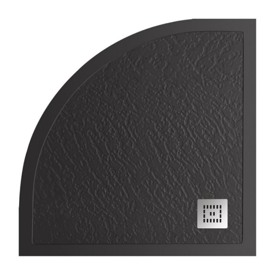Душевой поддон BelBagno Uno, TRAY-MR-UNO-R-90-550-35-NERO-CR, 90 х 90 см, четверть круга, с сифоном, черный матовый
