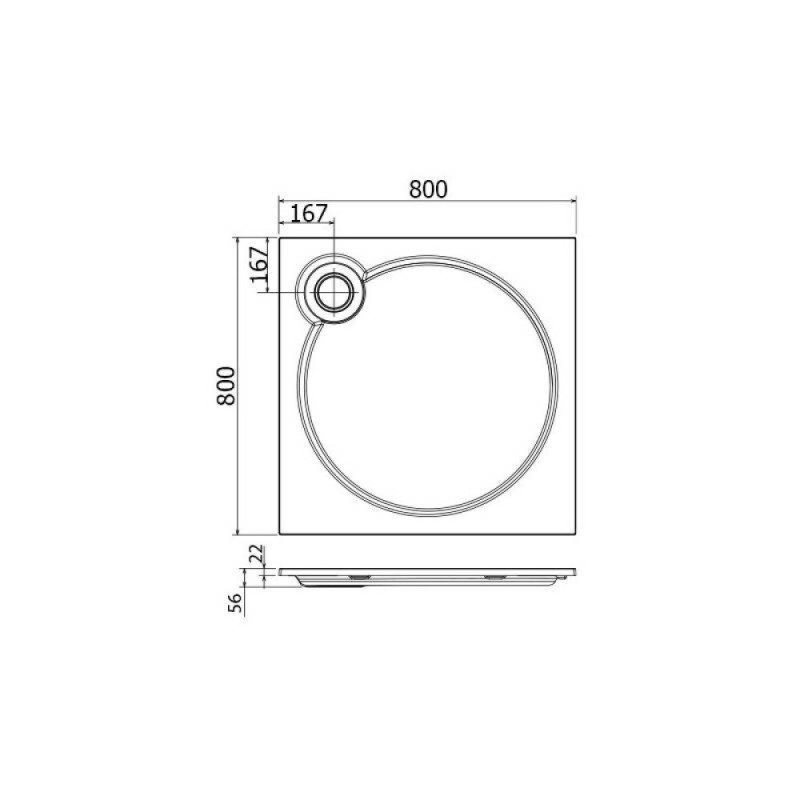 Поддон душевой Cezares Tray TRAY-S-A-80-56-W, 80 х 80 см, белый, из искусственного камня