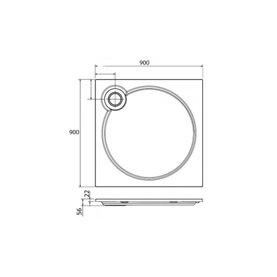 Поддон душевой Cezares Tray TRAY-S-A-90-56-W, 90 х 90 см, белый, из искусственного камня