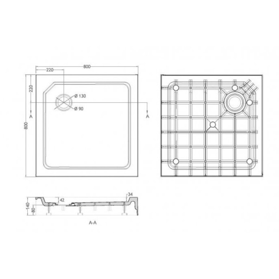 Душевой поддон Cezares Tray TRAY-SMC-A-80-550-150-W-SMC 80 x 80 см из стеклокомпозита (SMC)