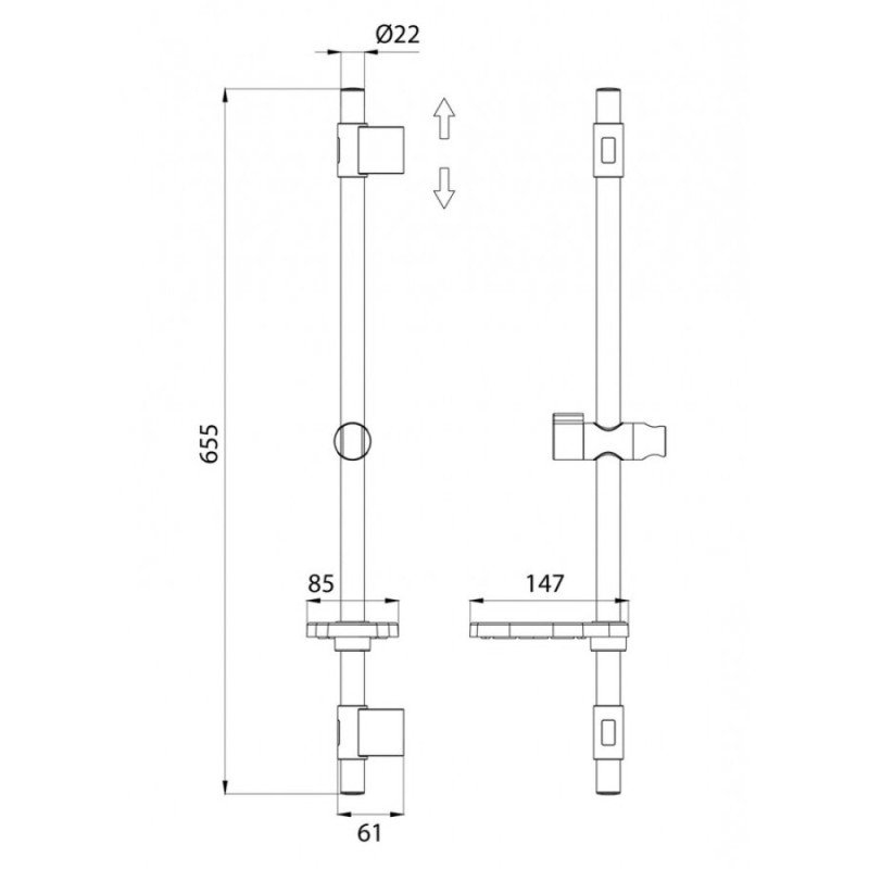Штанга для душа Iddis Shower Bar с мыльницей, TSH65SDi17