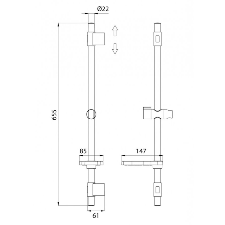 Штанга для душа Iddis Shower Bar с мыльницей, TSH65SDi17