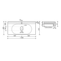 Столешница Sancos, 100 х 46 см, с отверстием под смеситель, цвет Kreman, TT100A2X