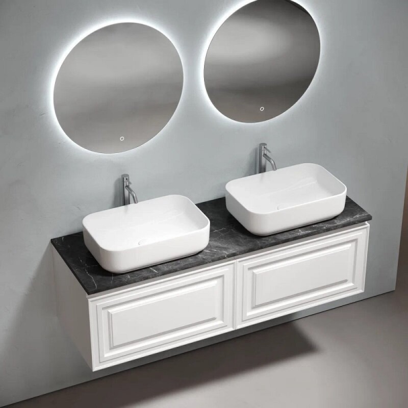 Столешница Sancos TT140A1X, 140 см, керамогранит, 2 отверстия под смеситель, цвет Black Sky