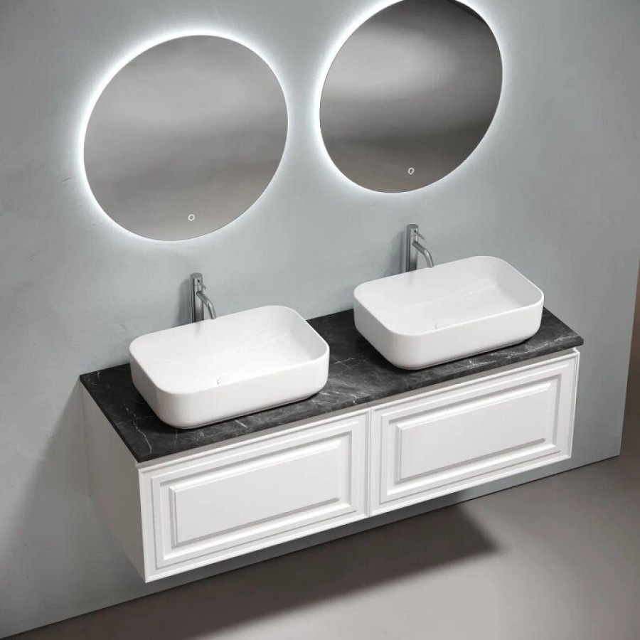 Столешница Sancos TT140A1X, 140 см, керамогранит, 2 отверстия под смеситель, цвет Black Sky