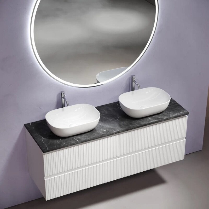 Столешница Sancos TT140A1X, 140 см, керамогранит, 2 отверстия под смеситель, цвет Black Sky