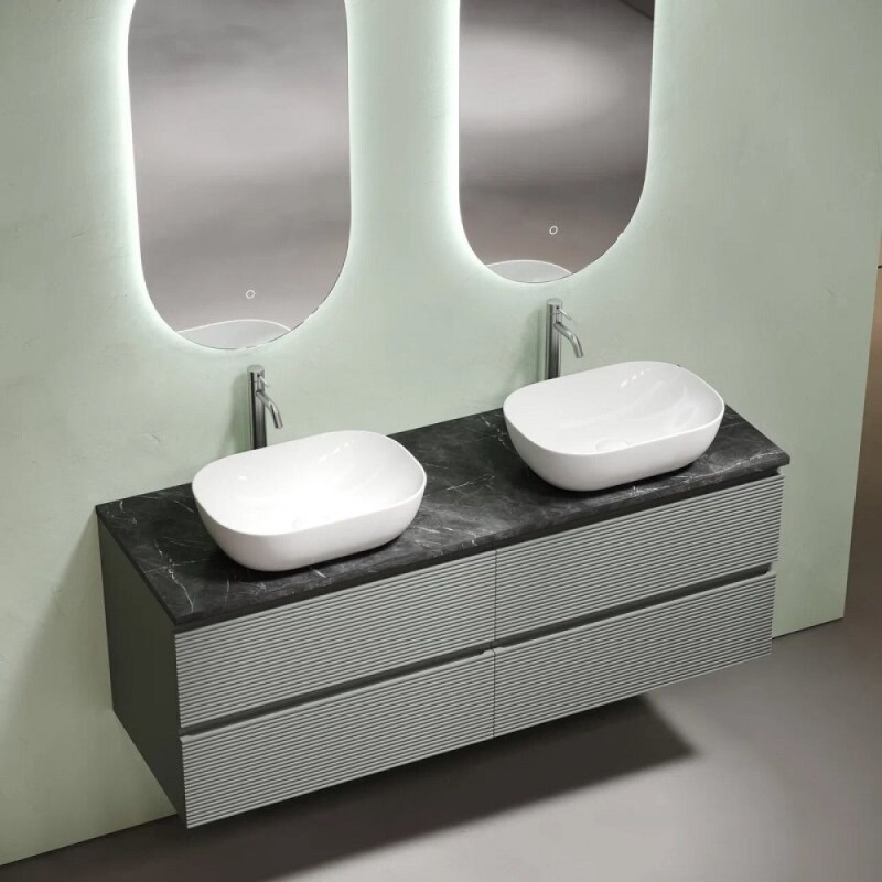 Столешница Sancos TT140A1X, 140 см, керамогранит, 2 отверстия под смеситель, цвет Black Sky