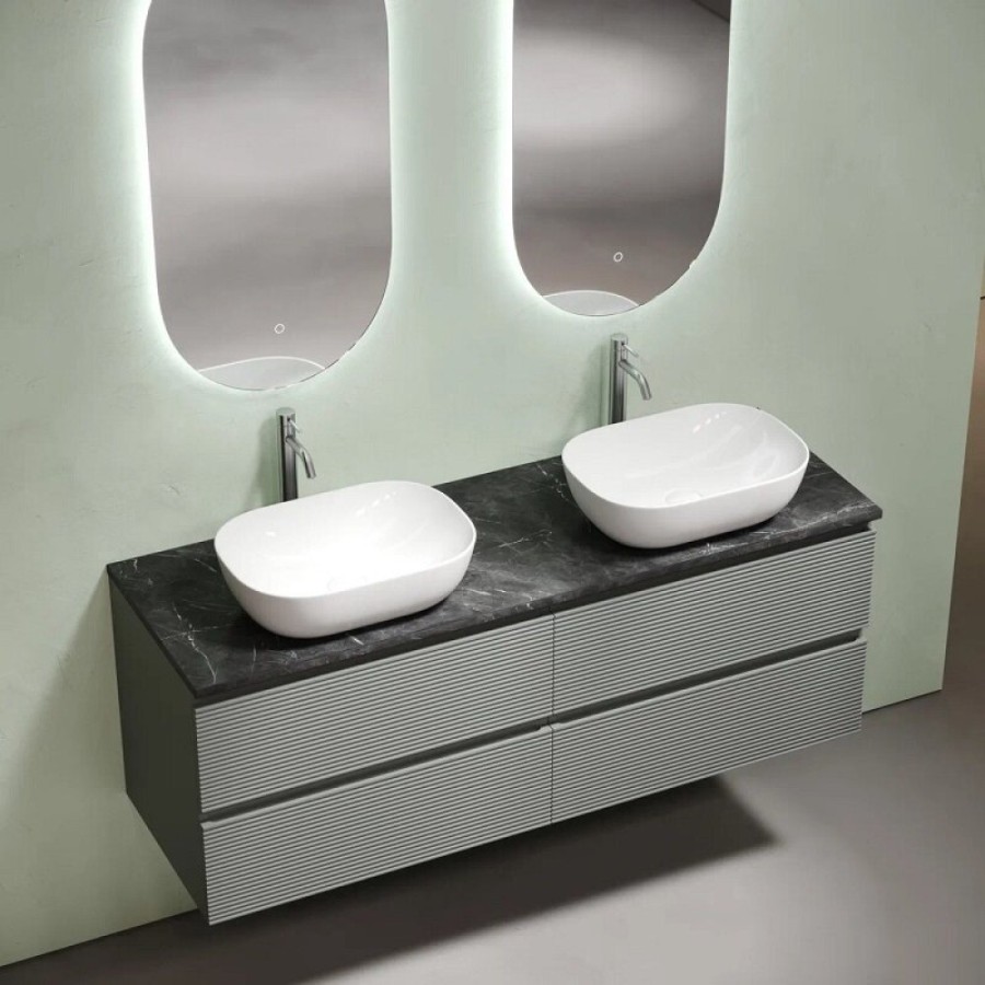 Столешница Sancos TT140A1X, 140 см, керамогранит, 2 отверстия под смеситель, цвет Black Sky