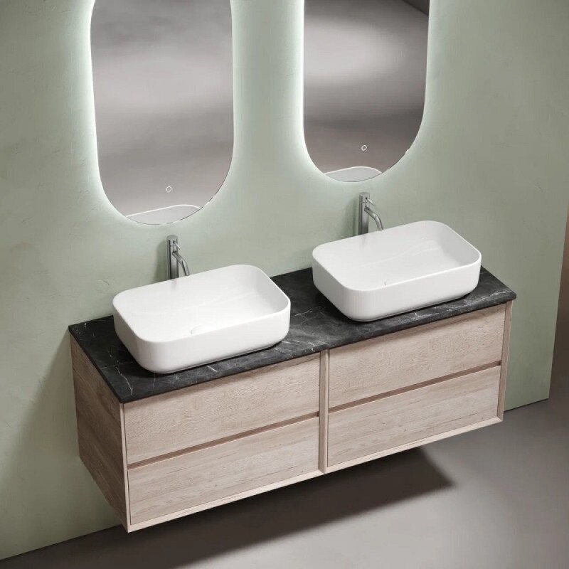 Столешница Sancos TT140A1X, 140 см, керамогранит, 2 отверстия под смеситель, цвет Black Sky