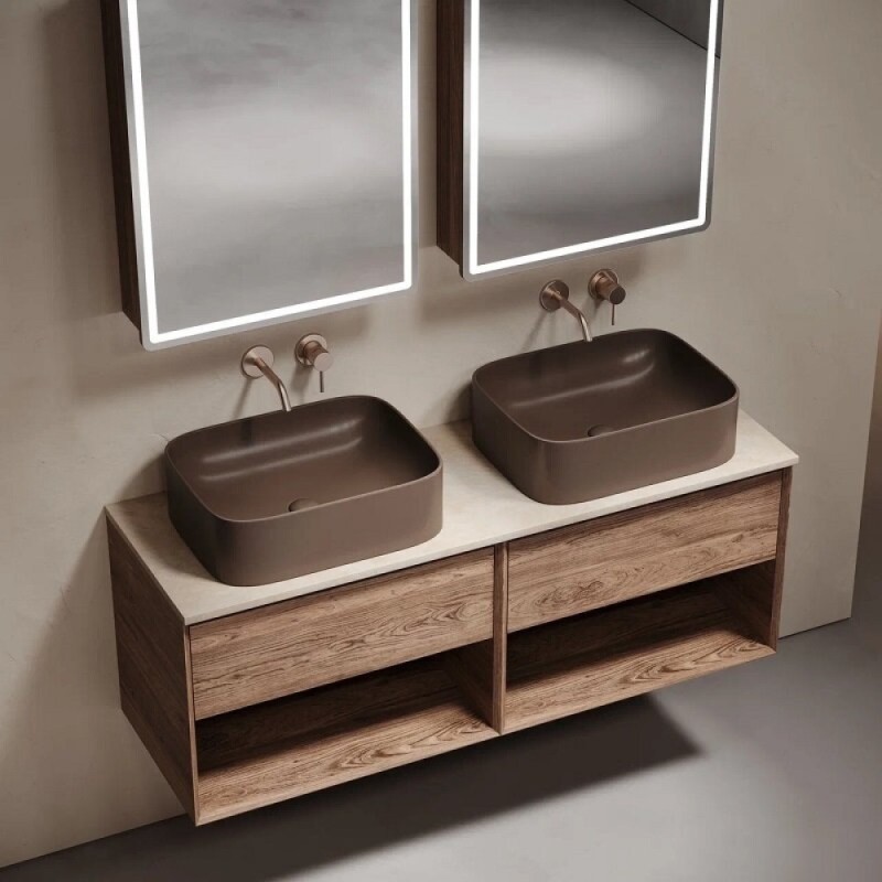 Столешница Sancos TT140A2, 140 см, без отверстия под смеситель, керамогранит, цвет Kreman
