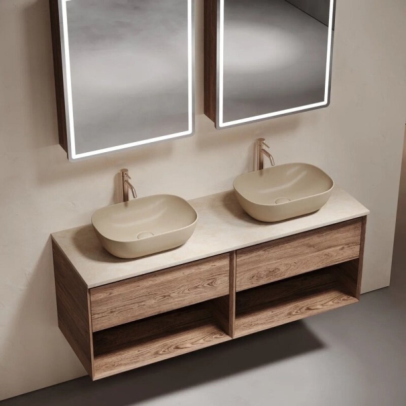 Столешница Sancos TT140A2X, 140 см, керамогранит, 2 отверстия под смеситель, цвет Kreman