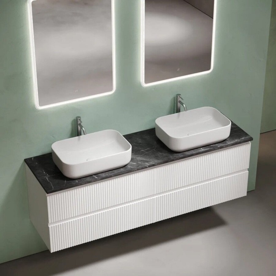 Столешница Sancos TT160A1X, 160 см, 2 отверстия под смеситель, керамогранит, цвет Black Sky