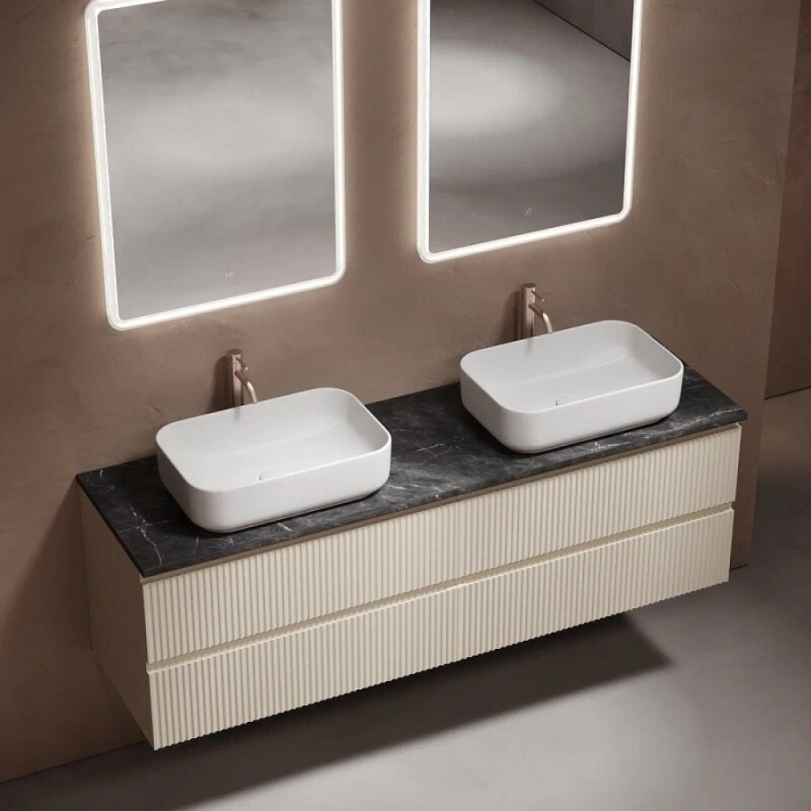 Столешница Sancos TT160A1X, 160 см, 2 отверстия под смеситель, керамогранит, цвет Black Sky