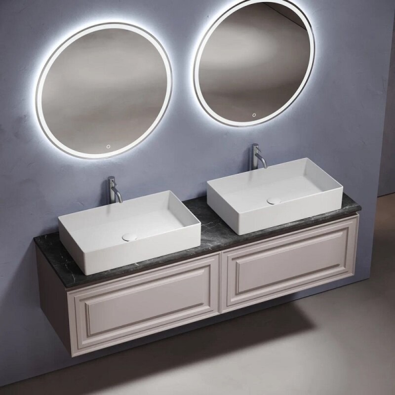 Столешница Sancos TT160A1X, 160 см, 2 отверстия под смеситель, керамогранит, цвет Black Sky