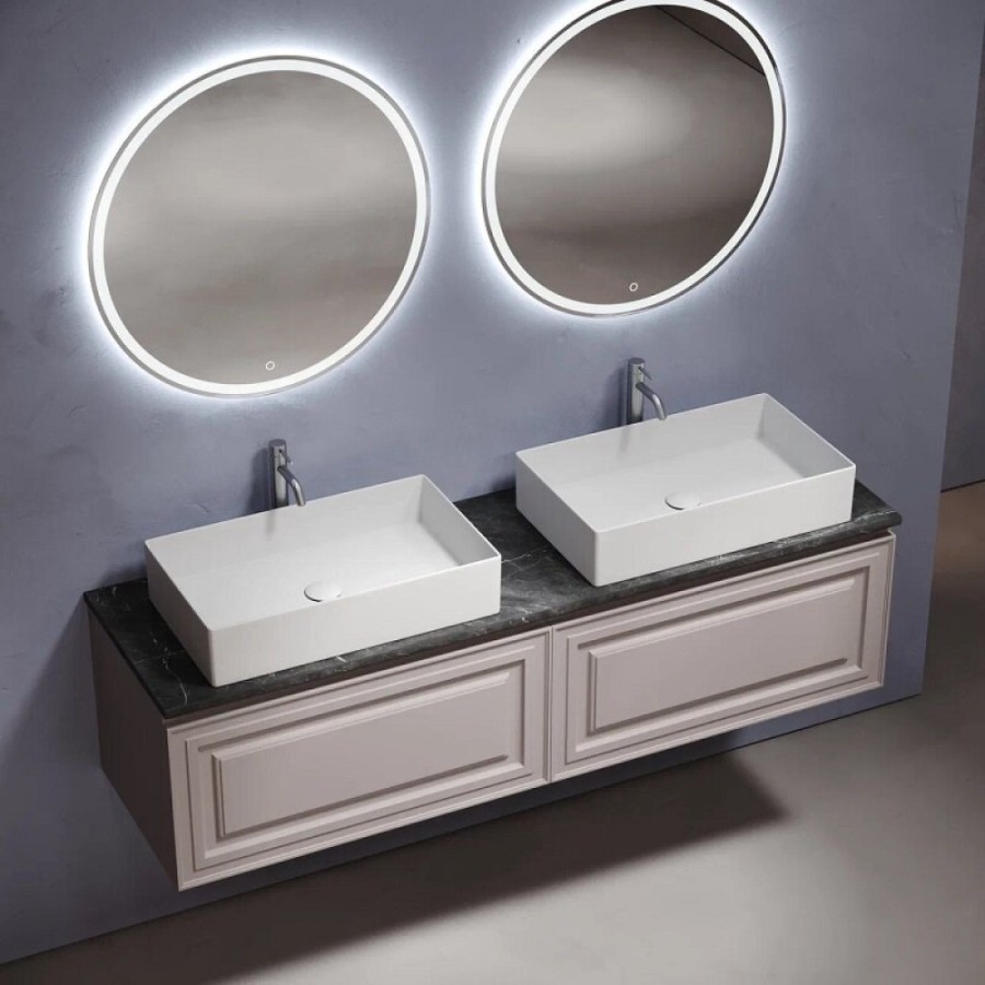 Столешница Sancos TT160A1X, 160 см, 2 отверстия под смеситель, керамогранит, цвет Black Sky