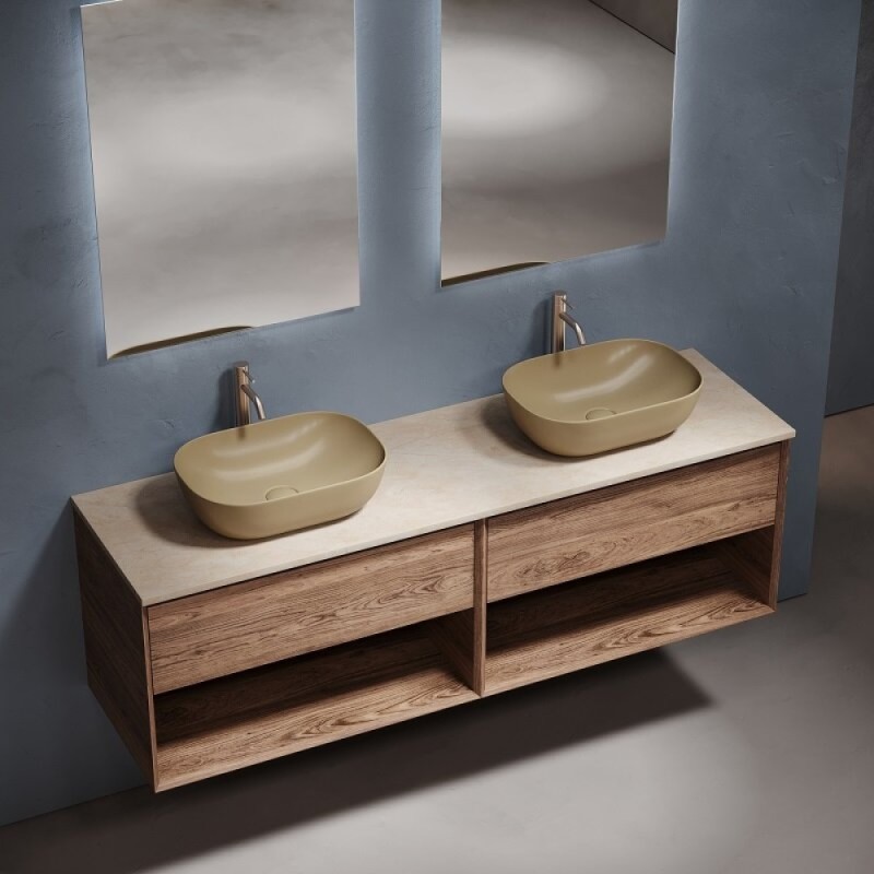 Столешница Sancos TT160A2X, 160 см, 2 отверстия под смеситель, керамогранит, цвет Kreman