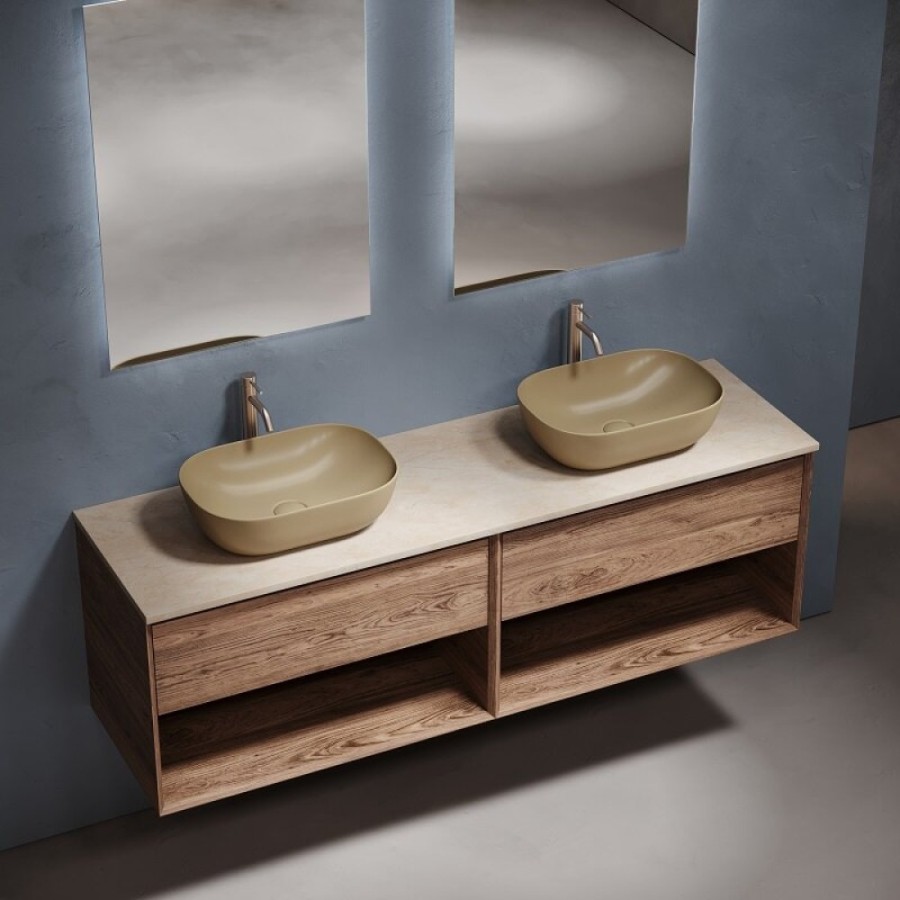 Столешница Sancos TT160A2X, 160 см, 2 отверстия под смеситель, керамогранит, цвет Kreman