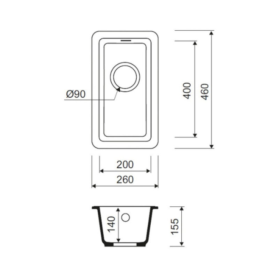 Мойка кухонная Iddis Tanto TU1P261i87, 26 см, искусственный камень, цвет песок