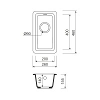 Мойка кухонная Iddis Tanto TU1W261i87, 26 см, искусственный камень, цвет белый