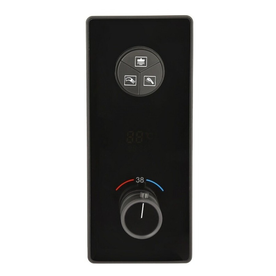 Душевая система ALMAes Ebro TVZ-8801, термостатическая, 3 потребителя, с изливом, цвет черный матовый
