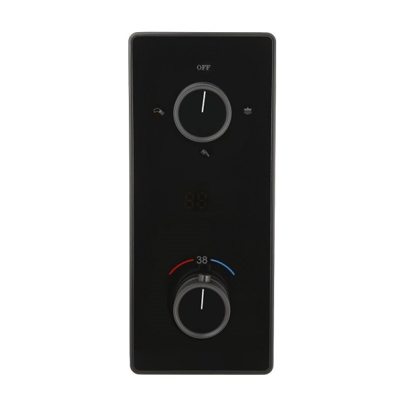 Душевая система ALMAes Tiber TVZ-8805, термостатическая, 3 потребителя, с изливом, цвет черный матовый