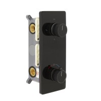 Душевая система ALMAes Tiber TVZ-8805, термостатическая, 3 потребителя, с изливом, цвет черный матовый