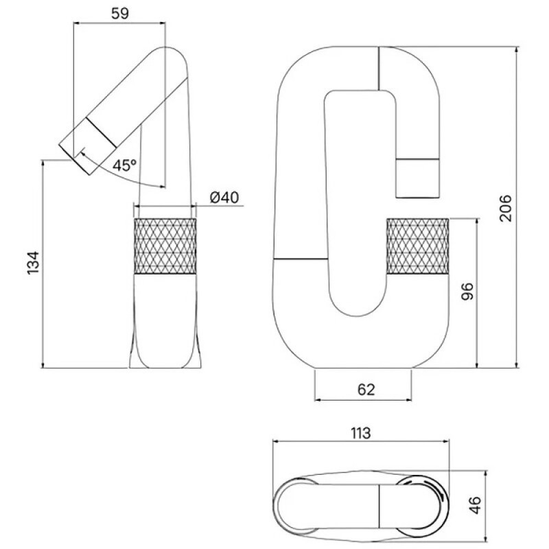 Смеситель для раковины Iddis Twist TWIBLBTi01, черный матовый