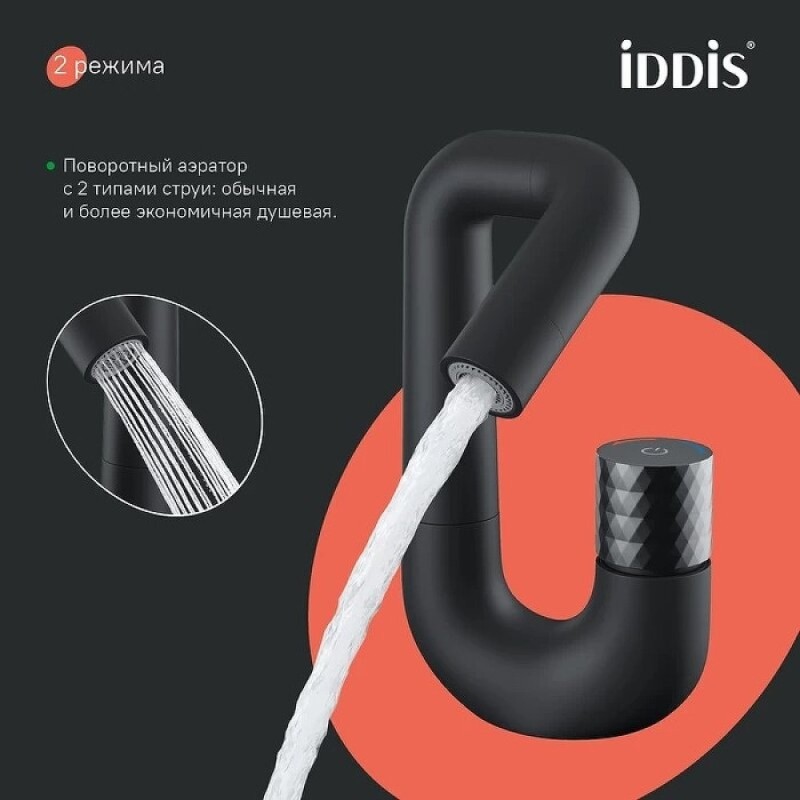 Смеситель для раковины Iddis Twist TWIBLBTi01, черный матовый