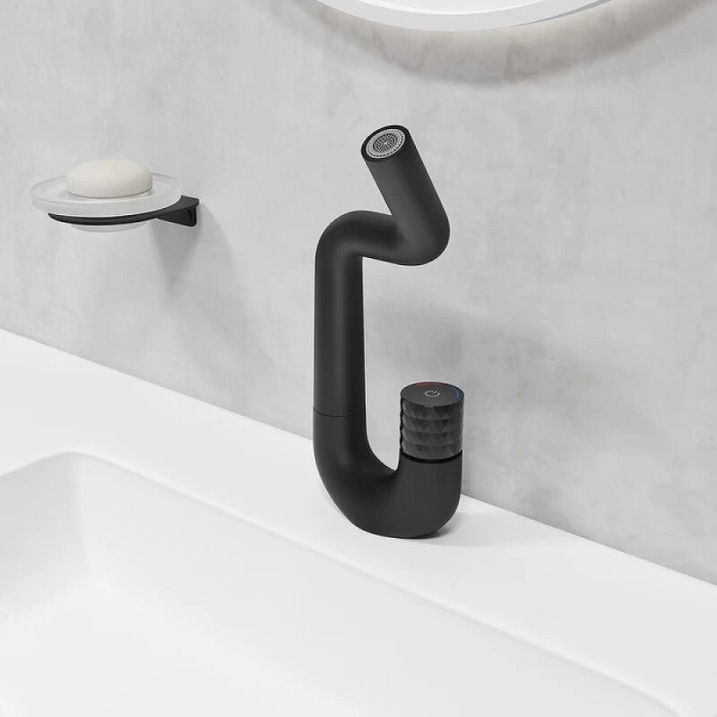 Смеситель для раковины Iddis Twist TWIBLBTi01, черный матовый