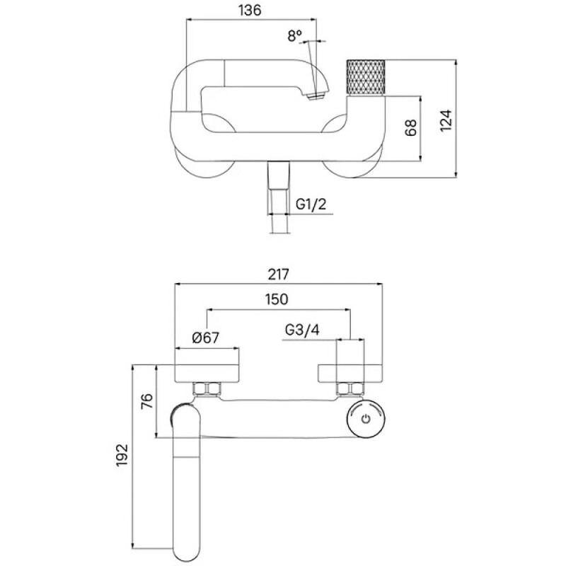 Смеситель для ванны и душа Iddis Twist TWIBLBTi02WA, черный матовый