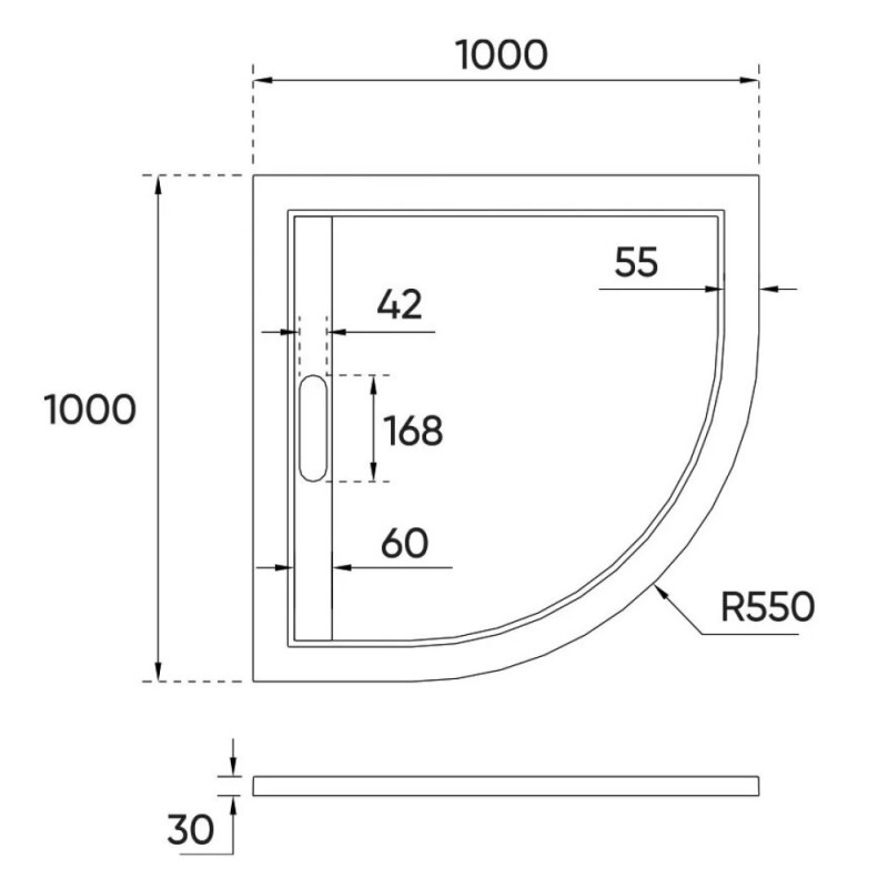 Душевой поддон Veconi Tezeo TZ05-100PL-01-19C3 stone, 100 х 100 см, четверть круга, белый матовый